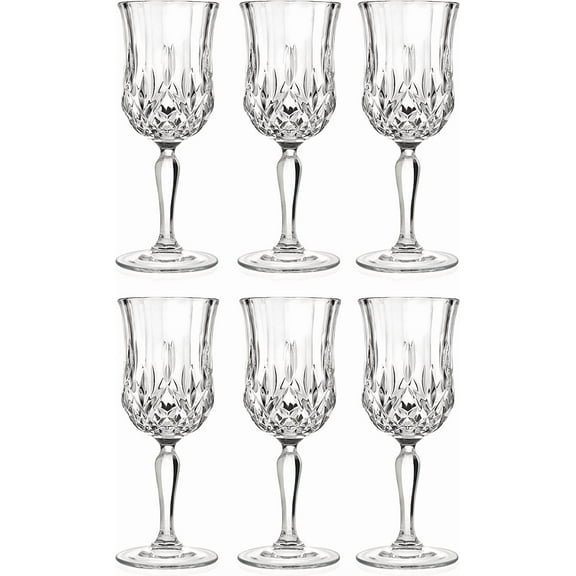 Barski Crystal Wine Goblets – Set of 6 Stemmed Glasses for Red or White Wine – 5.4 oz, European Made