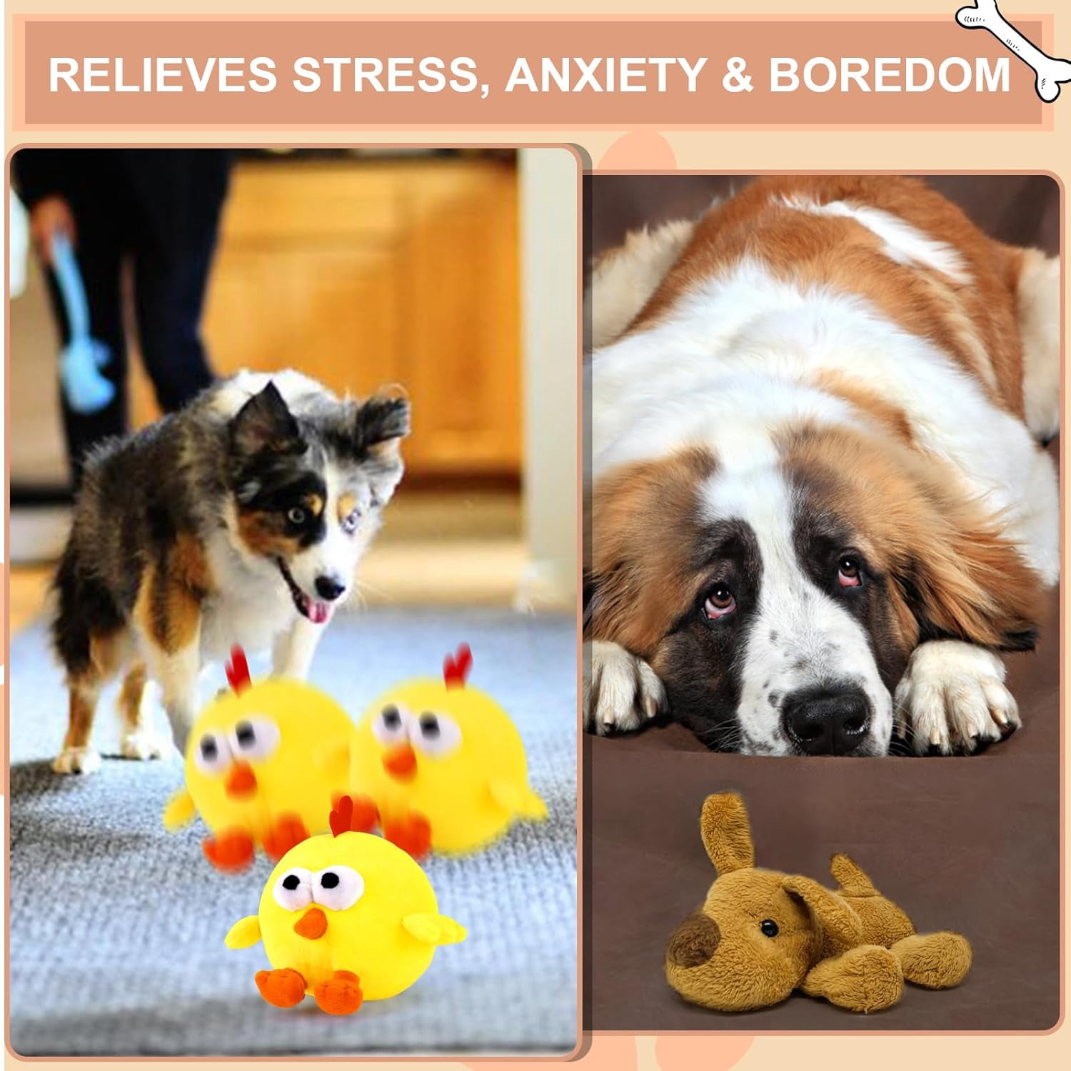 ZOSE Interactive Dog Toys, Crazy Jumping Chicken Dog Toy with Recording and Music Modes, Rechargeable Moving Squeaky Dog Toys for Small/Medium/Large Dogs to Keep Them Busy