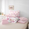 thumbnail image 6 of Homewish Princess Pink Bowknot Twin Bedding Sets 7-Piece, Dreamy Cartoon Bedding Comforter Set, Blossoms Floral Flower Reversible Sheet Sets, Microfiber Bedroom Decor, 6 of 8