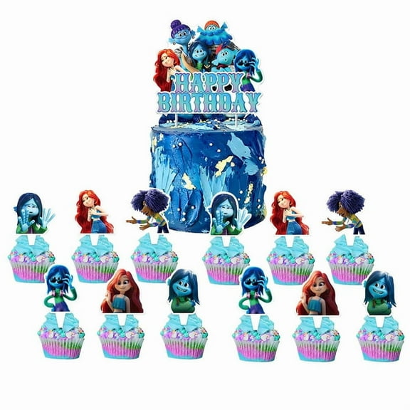 Ruby Gillman Teenage Kraken Cake Topper Cupcake Set Party Supplies Decoration Birthday Decor Kit
