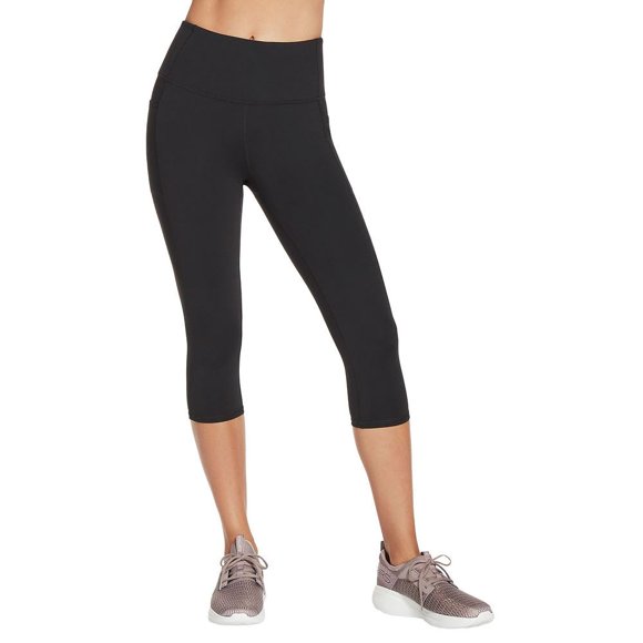 Leggins Capri Skechers Go Walk de cintura alta para mujer, color negro atrevido