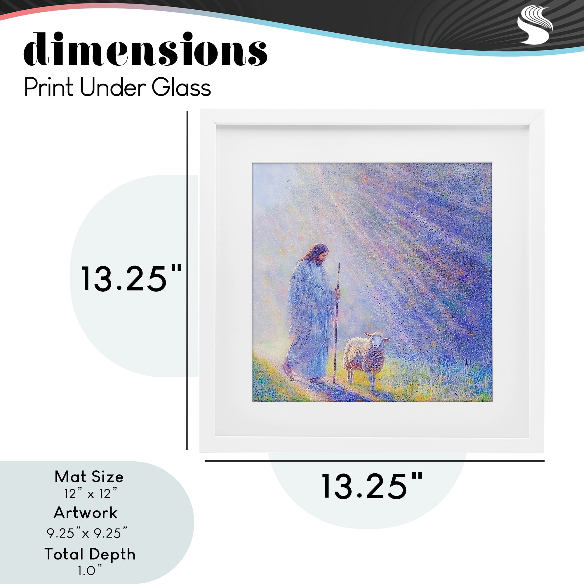 Guiding Light Shepherd White Framed Print Under Glass, design by Ivan Guaderrama