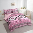 thumbnail image 3 of Feelyou Fashion Hippie Aztec Twin Bedding Sets 7-Piece for Men, Pink Stripe Triangle Bedding Comforter Set, Mandala Bohemian Cowgirl Reversible Sheet Sets, Lightweight Room Decor, 3 of 7
