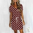 thumbnail image 4 of LOVZFMLL Women's Fashion Solid Color Short Sleeve-Neck Mid-Calf Dress Wine S, 4 of 6