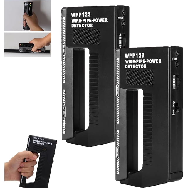 Wpp123 Metal Detector, Wpp123 Wire Pipe Power Detector, Wall Scanner Metal Detector, Adjustable Alert Pipe Wall Scanner, Stud Finder, Ac Wire Wpp123 Plastic High Sensitivity(2PCS)