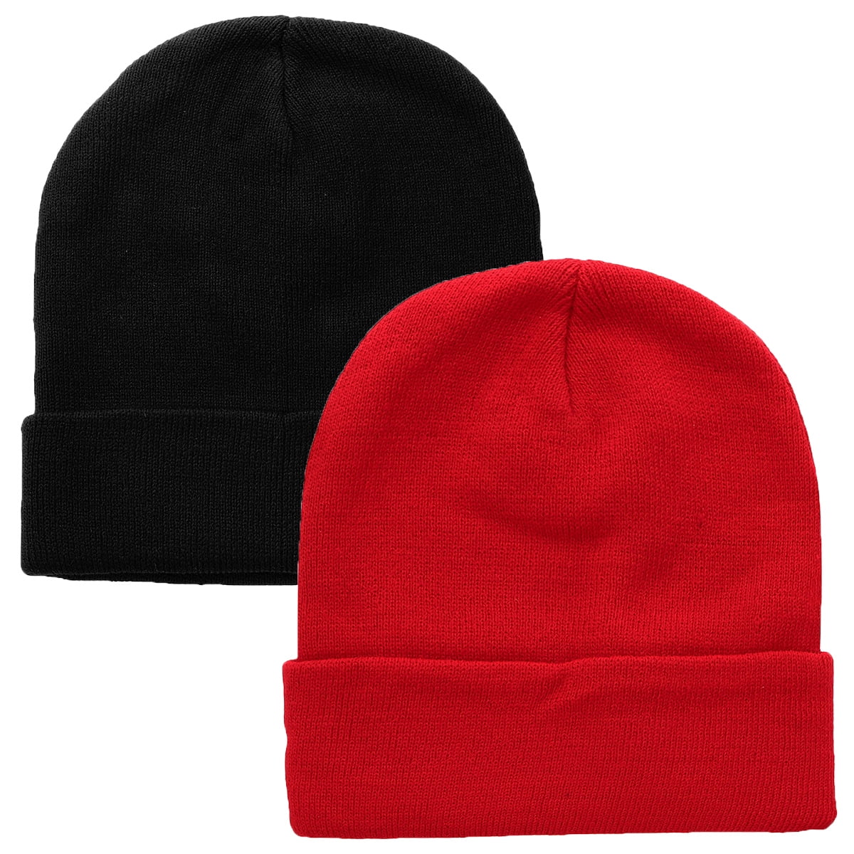 2 pcs Set Men Women Knitted Beanie Hat Ski Cap Plain Solid Color Warm Great for Winter