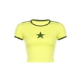 thumbnail image 6 of Coduop Women Cute Star Print Short Sleeve Crop Tee Shirt Top Crewneck Slim Fit T-Shrits, 6 of 8