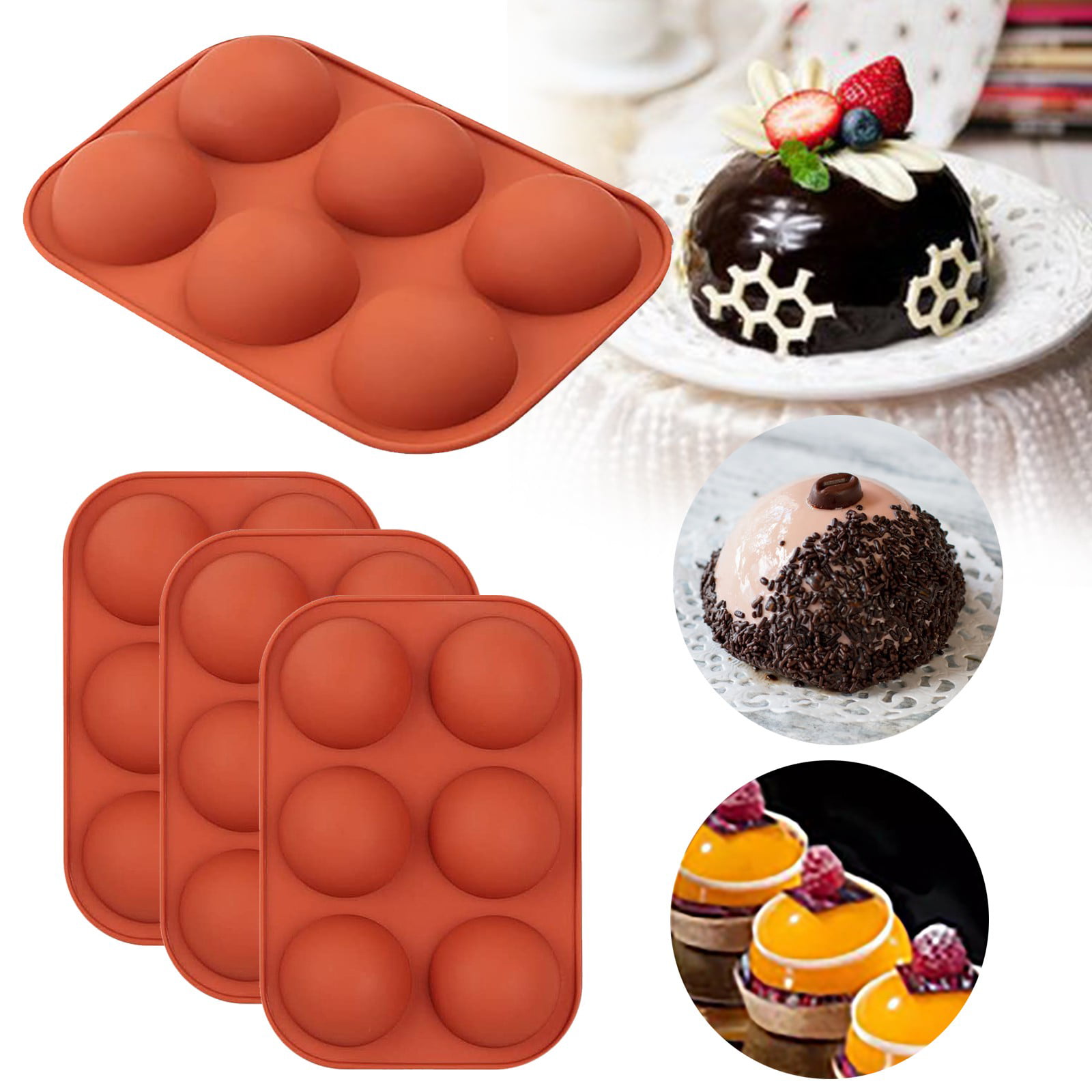 5cm Dia Half Ball Sphere Chocolate Cake Muffin Pastry JellY Silicone Mold T N1Y1