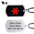thumbnail image 2 of Collar de identificación de Alerta Médica para Mujeres y hombres, Etiqueta de perro de acero inoxidable personalizada, Collar de enfermedad de contacto de emergencia, Vnox (espalda grabada gratis), 2 of 4