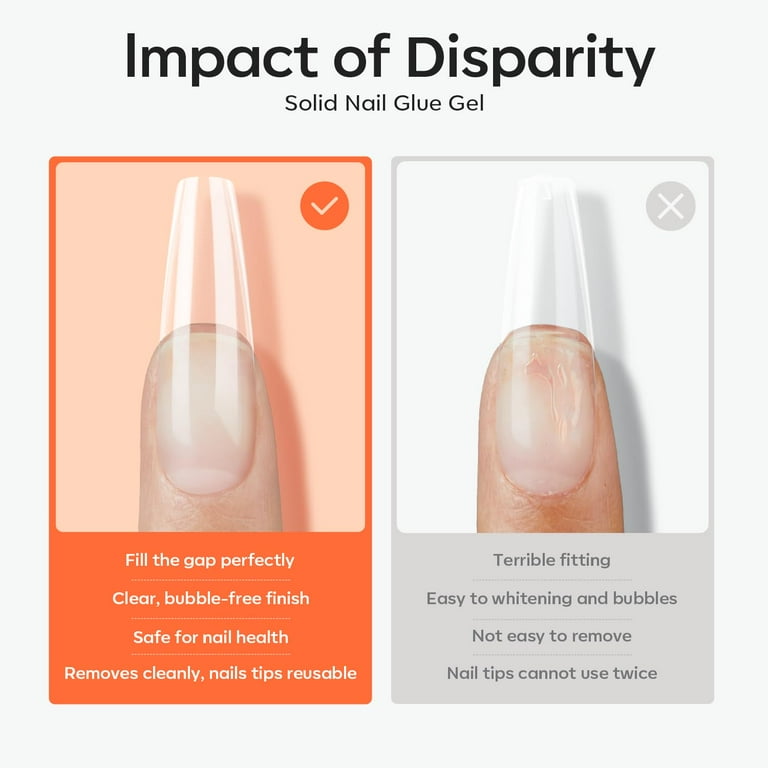 Modelones Solid Nail Glue Gel, 30g Solid Nail Glue for Press On Nails, Nail Tips and Acrylic Nails, Solid Gel Nail Glue, Long-Lasting Strong Adhesion Solid Gel Nail Art DIY Home, Need UV Light Cured