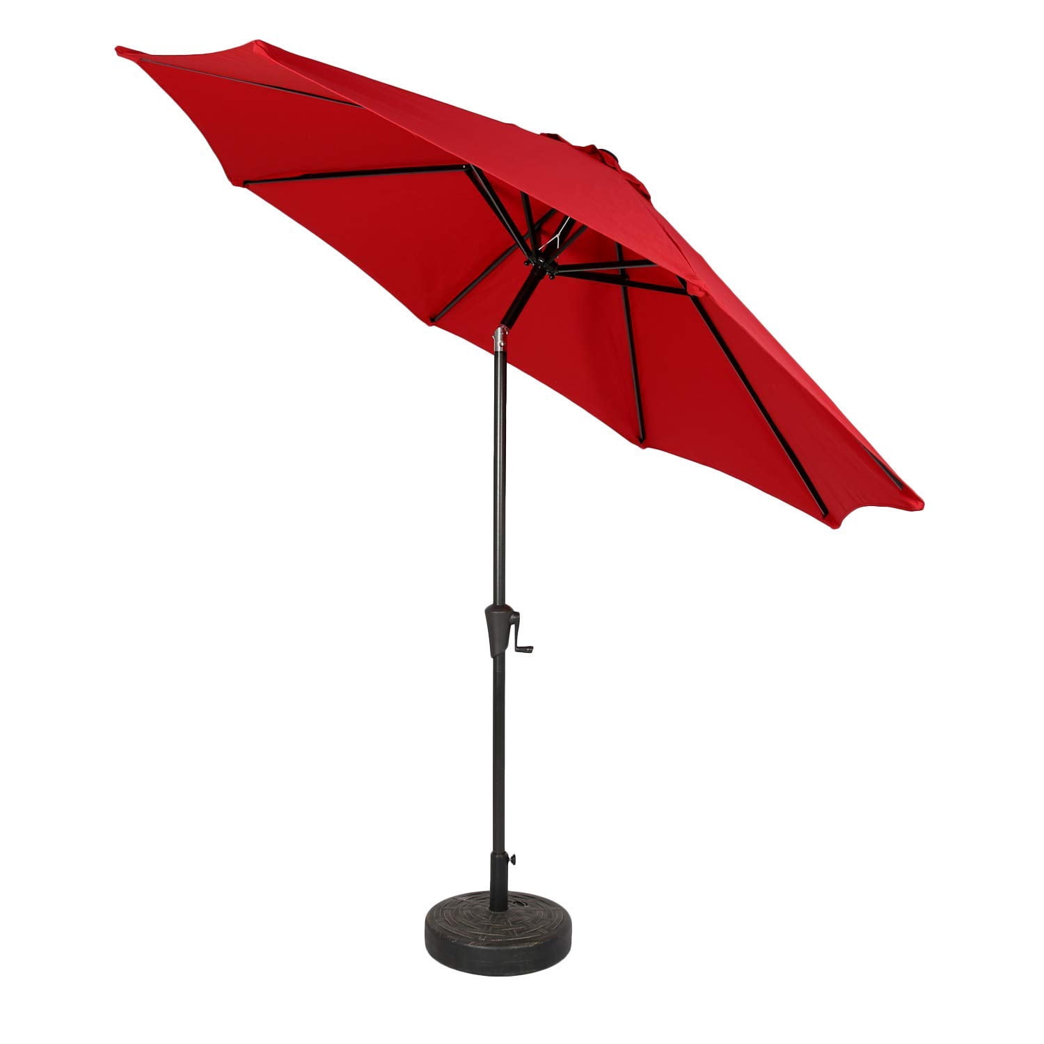 Ulax Furniture 9 Ft Outdoor Umbrella Patio Market Umbrella Aluminum with Push Button Tilt&Crank, Sunbrella Fabric, Umbrella Cover Included, Jockey Red