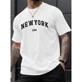 thumbnail image 1 of Camiseta gráfica NEW YORK LETTERS para hombre: cuello redondo, manga corta, corte holgado, ideal para primavera y verano. Estampado llamativo, ropa informal, ideal como regalo. Para adultos, hombres,, 1 of 6