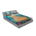 thumbnail image 2 of Ambesonne Nautical Fitted Sheet & Pillow Sham Set, Fish Corals and Castle, Full, Multicolor, 2 of 2