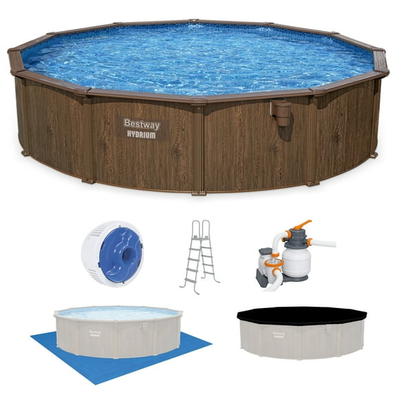 Bestway Hydrium 18' x 52" Steel Side Wall  Above Ground Pool w/ Sand Pump & Accessories
