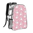 thumbnail image 3 of Susaid Rabbit And Flower Print Clear Backpack See Through Transparent Plastic Clear Bookbags for School, College, Stadium,Work, 3 of 7