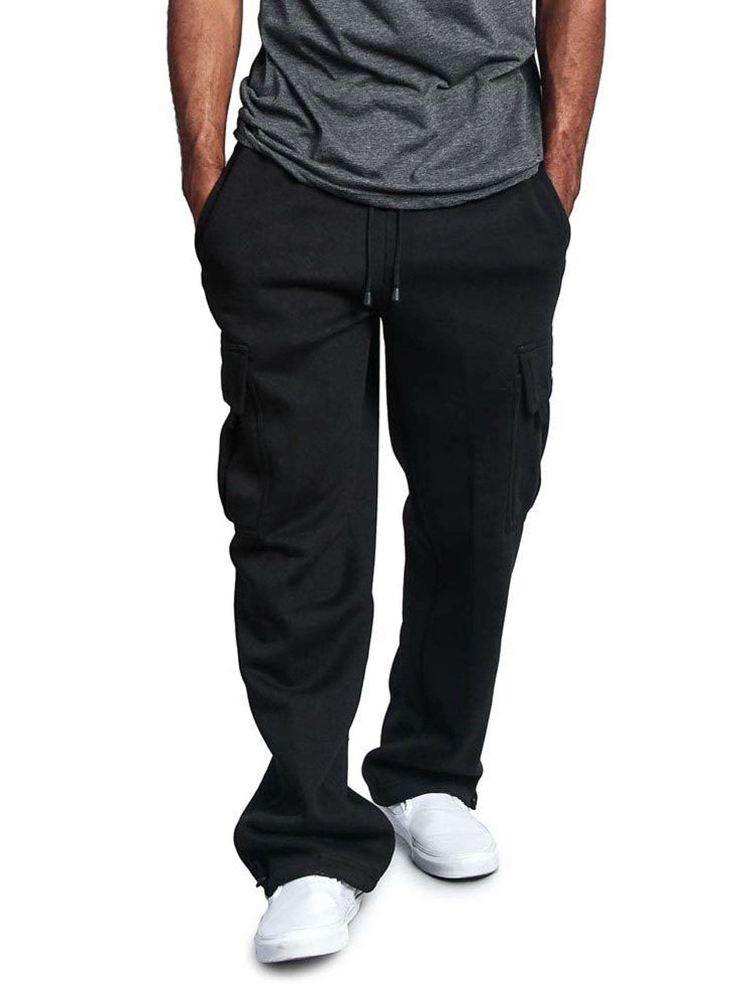 men's solid fleece heavyweight cargo sweatpants