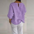 thumbnail image 4 of CHICLOOM Summer Tops for Women Medium Sleeve Round Neck Ruffled Hem Mid Women Blouses, 4 of 4