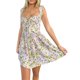 thumbnail image 2 of Lucakuins - Mini vestido de verano para mujer, sin mangas, lazo frontal, busto fruncido, estampado floral, vestido corto de línea A, ropa de playa Lucakuins  moda, 2 of 5