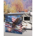thumbnail image 5 of 4th of July RV Awning Sun Shade Screen 9'X7' Patriotic Eagle Mesh Sunscreen American Flag Fireworks Awning Shade Screen with Zipper UV Blocker Completed Kits Outdoor Canopy for RV Motorhome Camper, 5 of 7