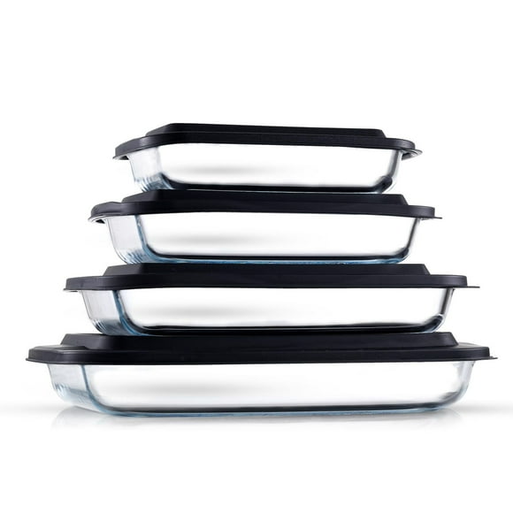 Ensemble de 4 Plats de Cuisson en Verre JoyFul par JoyJolt (Noir)