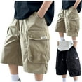thumbnail image 6 of ZACPNCV Boys Shorts Kids High Waisted Cargo Shorts Summer Casual Shorts with Pockets Khaki 5-6 Years, 6 of 6