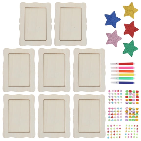 OUNONA 1Set Standing Wooden Picture Frames Unfinished DIY Frames for 4x6 Photos Assorted Colors