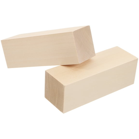 WASHWEPE Carving Wood Basswood Block Beige 2Pcs For Diy Crafting