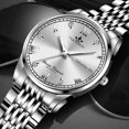 thumbnail image 3 of Reloj no mecánico para hombre, reloj para hombre, dorado, clásico, correa de acero fina, resistente al agua, luz nocturna, reloj de cuarzo para hombre, 3 of 6