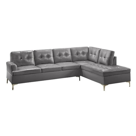 Lexicon Barrington Faux Leather Sectional Sofa in Gray