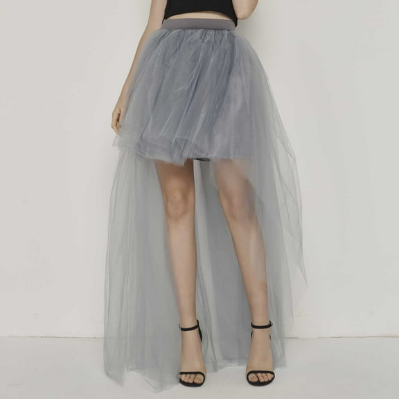 Wowcloth Womens Tulle Skirt Steampunk High Low Irregular Tutu Bustle Skirt Asymmetric Layered Mesh Elastic Waist Dovetail Skirts