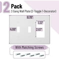 thumbnail image 2 of Bates Combination Wall Plate, 2 Pack, Double Toggle/Single Decorator, White Light Switch Cover, Outlet Cover, Double Switch Covers, 2 of 6