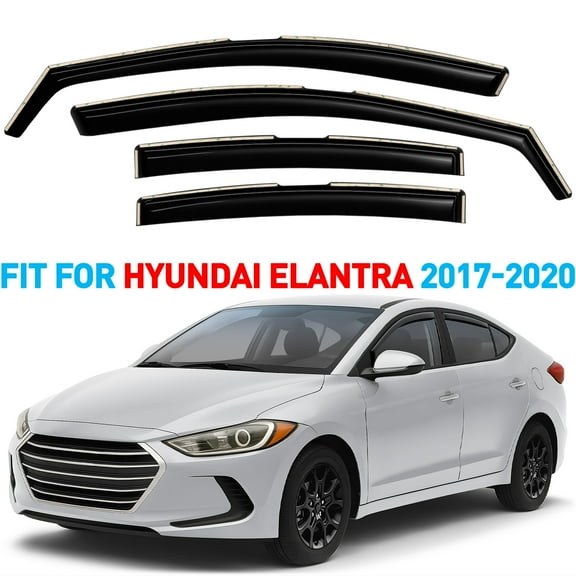 GrandWheel Co Smoke Tinted In-channel Side Window Vent Visor Deflectors Rain Guards Compatible with Hyundai Elantra 2017-2020 Sedan - 4 pcs. GW0921