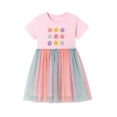 thumbnail image 2 of Bellafa Toddler Applique Tutu Dress Little Girls Fluffy Sleeve Summer Dresses Casual Party Tulle Sundress for Kids 2-7Y, 2 of 7
