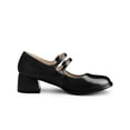 thumbnail image 3 of BLISSFUL STEP Women's Shoes Patent Leather Block Heel Square Toe Double Ankle Strap Buckle Pumps Black 5.5, 3 of 7