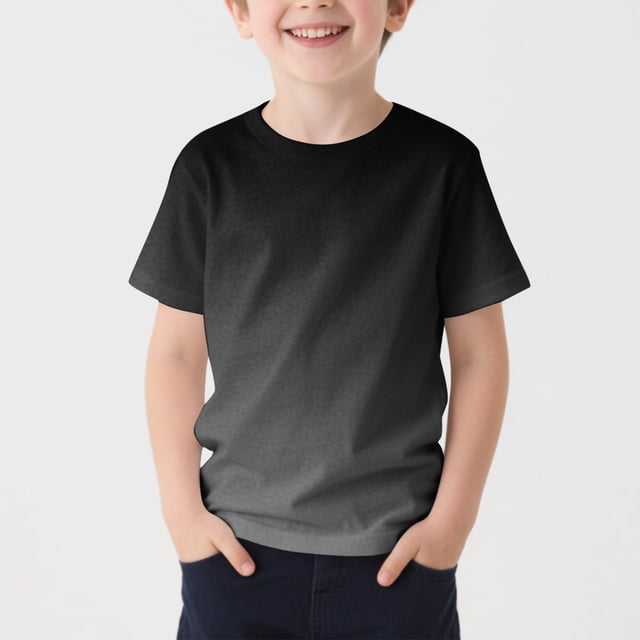 RKSTN Chemises pour Filles Unisexes à Imprimé Dégradé, Mode Manches Courtes, Col Rond, Décontracté, Respirant, Confortable, Printemps Été, T-Shirt Sportif pour 2-13 Ans