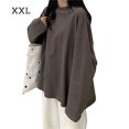 thumbnail image 1 of Camiseta de mujer Cuello redondo Color sólido Manga larga Casual Top suelto, Gris oscuro, XXL kenally AP001280-12B, 1 of 7