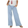 thumbnail image 2 of Idoravan Women's Size Pants Womens Pocket Loose Wide Leg Pants Cotton Linen Trousers Straight Pants Casual Pants, 2 of 9