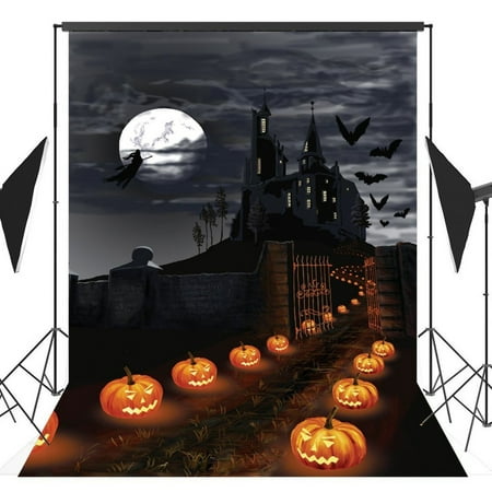 Image of MOHome 5x7ft Halloween Horror Nights Moon Mysterious Terror Castle Costume Party Masquerade Decoration Photography Backdrop Photo Video Studio Props Background