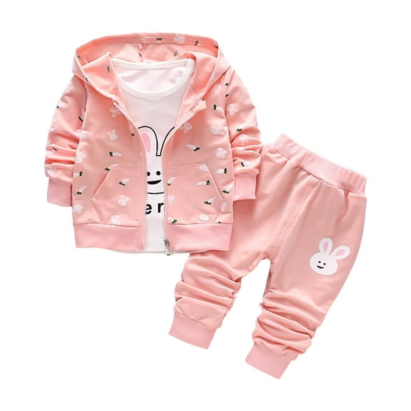 Cethrio Girls Outfit Sets, 3 Piece Long Sleeve Casual Hoodies with Sweatpants Sets Pink Size 7