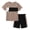 Brown, variant on 11 Years Big Boys Summer Clothes Set 12 Years Tween Youth Kids Outfits Short Sleeves Color Block T-shirt Top Shorts Set 2pcs Clothing Gray
