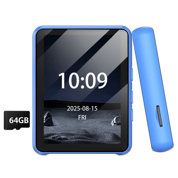 Fohil MP3 Player Bluetooth, 64GB 2.4 Inch Touch Screen Portable MP3 Player, Music Player with FM Radio, EBook, Recorder, Supports Multiple Audio Formats,TF Card