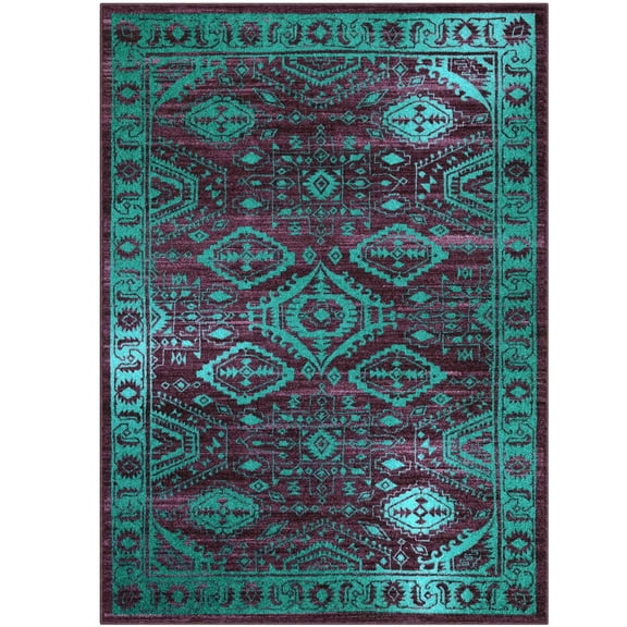 Maples Rugs Georgina Traditional Vintage Wineberry Non Slip Indoor Area Rug, 5' x 7'