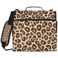 thumbnail image 2 of Zipper Binder with Shoulder Strap 2 inch 3 Ring Waterproof File Folder Organizer Bag 500 Sheet Brown Leopard Print Pattern, 2 of 8