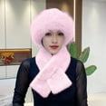 thumbnail image 2 of ManxiVoo Winter Hat and Scarf Set for Women Thickened Plush Windproof Thermal Neck Wrap with Faux Fisherman Cap Light Pink, 2 of 4