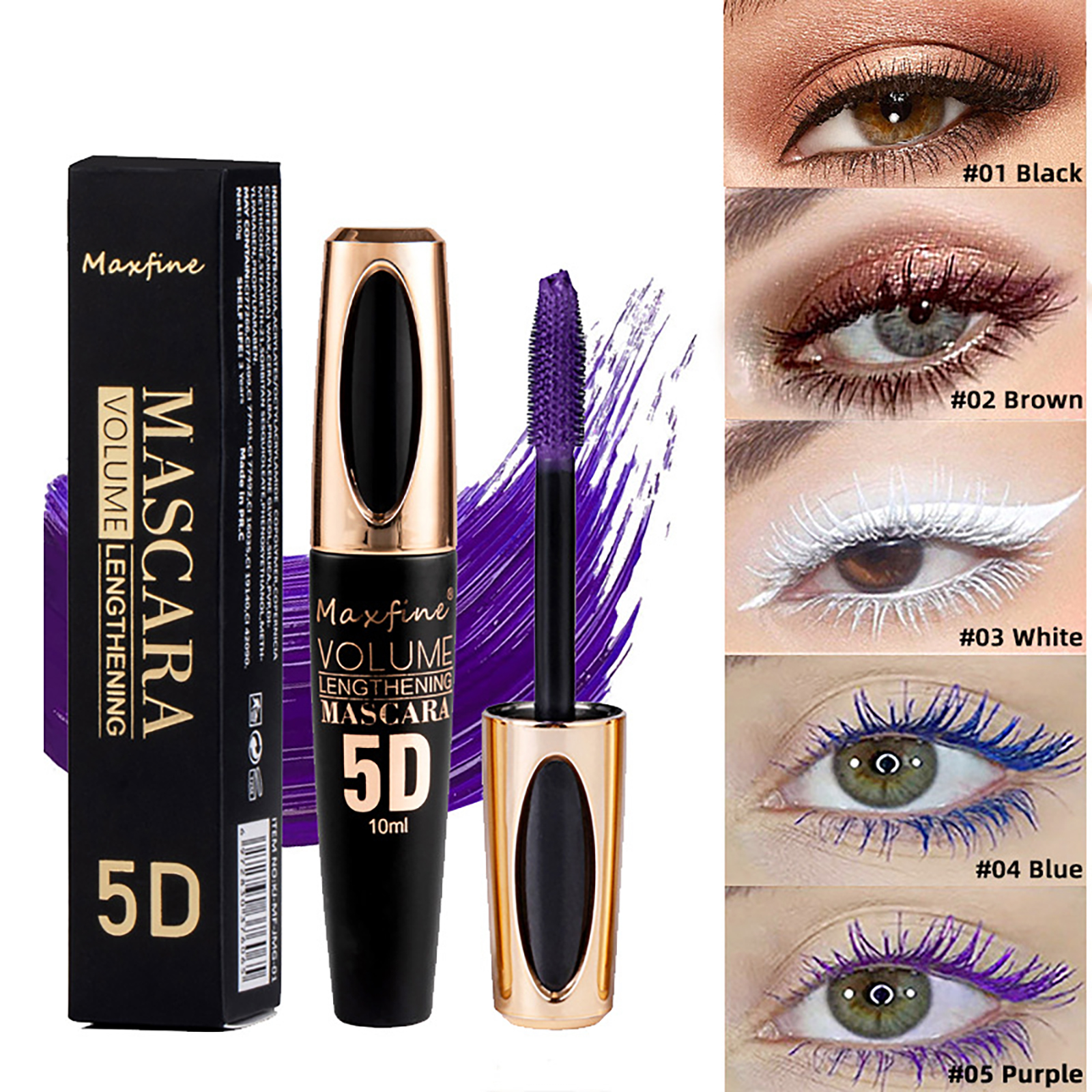 Beuking Blue Waterproof Mascara, 5D Silk Fiber photo 4