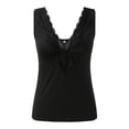 thumbnail image 3 of Womens Shirt V Neck Sleeveless Lace Patch V Neck Slim Vest Womens Spring Tops,Black,M, 3 of 5