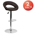 thumbnail image 3 of Flash Furniture 2 Pk. Contemporary Brown Vinyl Rounded Orbit-Style Back Adjustable Height Barstool with Chrome Base, 3 of 9