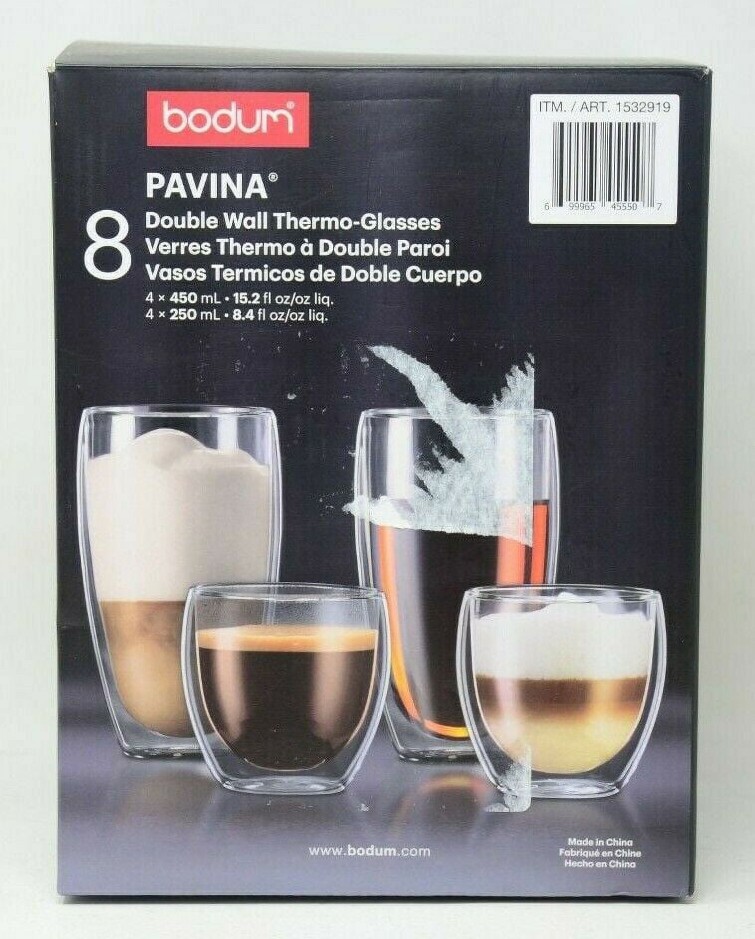 Bodum Pavina Glass, Double-Wall Insulated Glasses, Clear, 8  Ounces Each (Set of 2): Tumblers: Wine Glasses