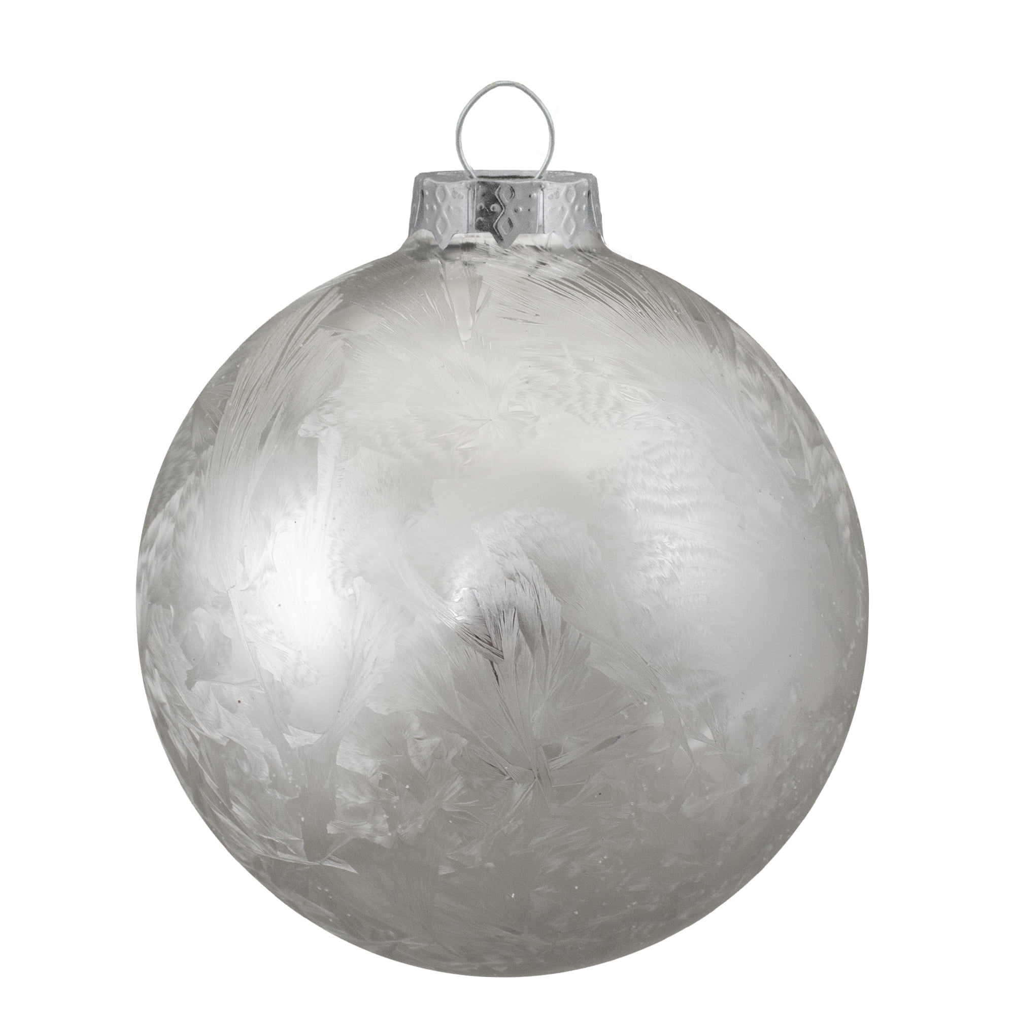 4ct Silver and Clear Glass 2-Finish Christmas Ball Ornaments 3.25-Inch (80mm)
