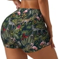 thumbnail image 2 of Kdxio Flamingos And Palm Leaves Print Workout Shorts for Women Seamless Soft Smooth Gym Yoga Scrunch Active Shorts, 2 of 9